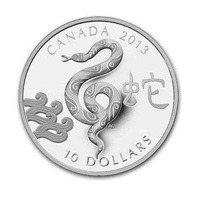 2013 SILVER $10 CANADIAN YEAR OF THE SNAKE