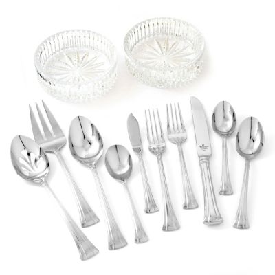 433-270 - Waterford&reg; Crystal 65-Piece Stainless Steel Flatware Set w/ Two Wine Coasters