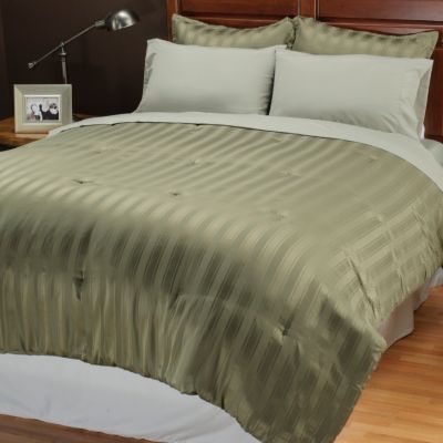 Dobby Stripe Microfiber Seven-Piece Comforter Set