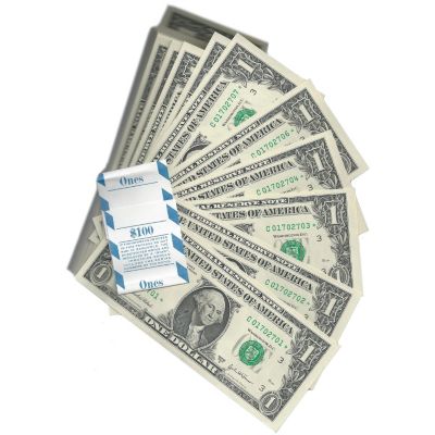 $1 STAR NOTE PACK 100 COUNT CONSECUTIVE SERIAL NUMBERS