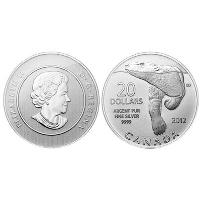 2012 SILVER $20 CANADIAN POLAR BEAR