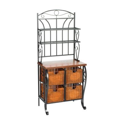 434-157 - Holly & Martin&trade; Iron & Wicker Baker's Rack