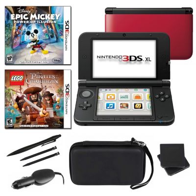 434-648 - Nintendo 3DS XL Red Fun Bundle w/ Two Games & Accessories