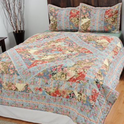 434-979 - North Shore Linens&trade; ''Garden Melody'' Three-Piece Quilt Set 