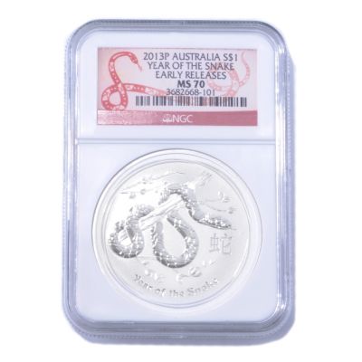 2013 1 OZ Silver P Australia Year of the Snake MS70 NGC Early Releases