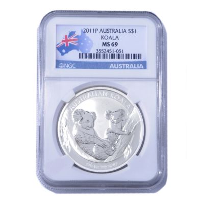 435-058 - 2011 1 oz Silver NGC MS69 Australia Koala Coin