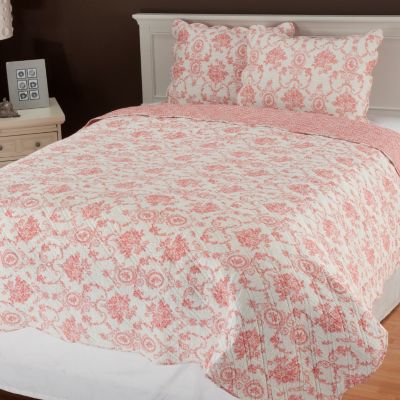 435-136 - North Shore Linens&trade; "Cameo Toile" Three-Piece Quilt Set