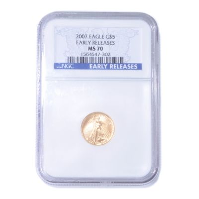 435-216 - 2007 Gold Eagle NGC MS70 ER $5 Coin