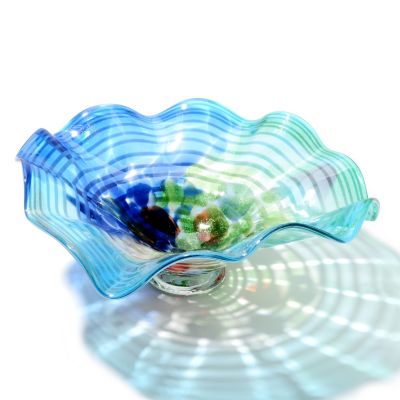 435-452 - Favrile Newport Heights 15.5" Hand-Blown Art Glass Ruffle Bowl