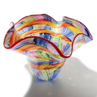 435-454 - Favrile Ariana 14" Hand-Blown Art Glass Ruffle Bowl