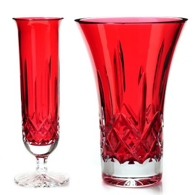 Waterford Crystal Lismore Red 8" Vase & Bud Vase Set