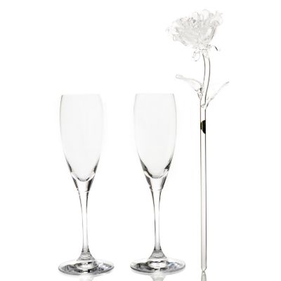 Waterford Crystal Mondavi Flute Pair and Rose Set