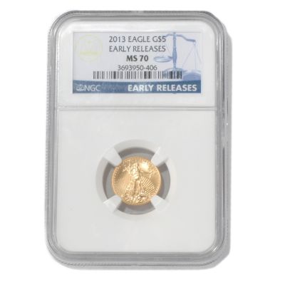 435-593 - 2013 Gold American Eagle NGC MS70 Early Release Five Dollar Coin 