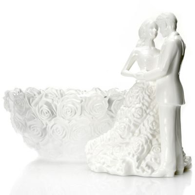 436-084 - Waterford&reg; Crystal Monique Lhuillier 7'' Sunday Rose Bowl & 7.25'' Cake Topper 