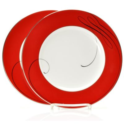 Waterford Ballet Ribbon Red Accent Set of 2 Salad Plates