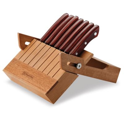 Tramontina 9 Piece Porterhouse Steak Knife Set with Folding Hardwood Block