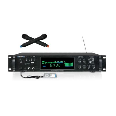 436-269 - Digital Amplifier AM/FM Tuner / USB & SD Card Inputs & Two Wireless Microphones