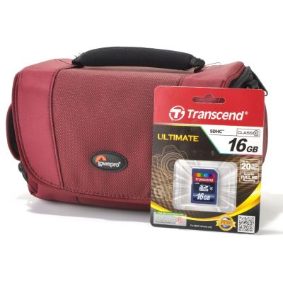436-557 - Lowepro&reg; Camcorder Case & Transcend 16GB SDHC Memory Card