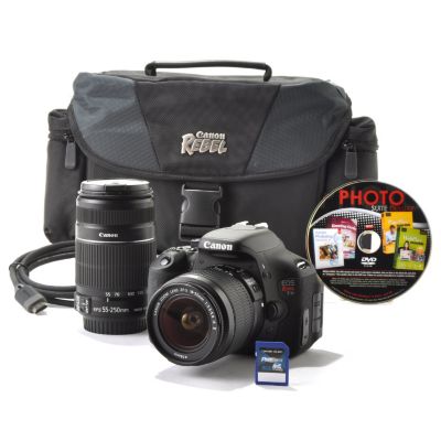 436-588 - Canon EOS Rebel T3i 18MP Digital SLR Camera w/ Two Lenses, 8GB Card, Gadget Bag & Software