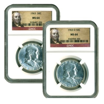 1963 Franklin Half Dollar NGC MS64 P&D