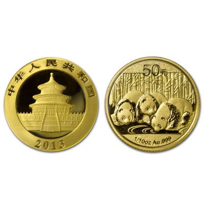 2013 1/10 Oz Gold China Panda w/Display Box