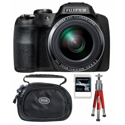 437-203 - Fujifilm FinePix SL1000 16MP Black Digital Camera w/ Case, Tripod and 8GB SDHC Card