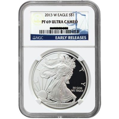 437-296 - 2013 Silver Eagle Proof PF 69 Ultra Cameo Early Release NGC (W) Coin