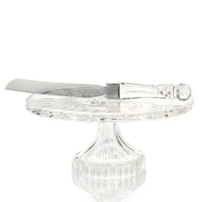 437-447 - Waterford&reg; Crystal Lismore 10.75" Footed Cake Plate & 12.75" Knife