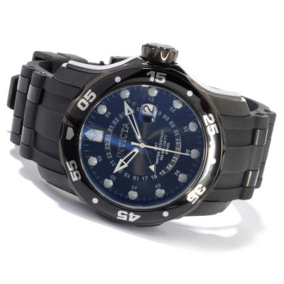 STSTL WTCH INVICTA PRO DIVER SCUBA GMT BLACK IONIC PLATED CASE POLYURETHANE STRAP WATCH