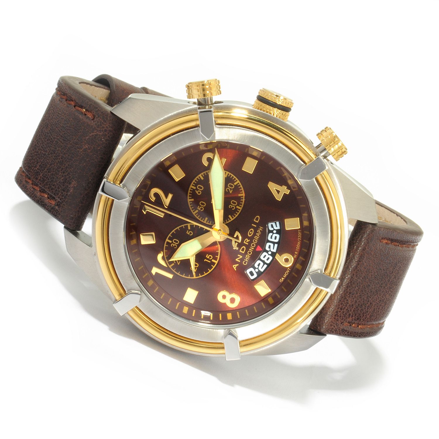 Android Men's Brown Sunray Naval 2 Swiss Chronograph Leather Strap