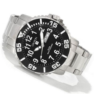 CROTON MEN'S SWISS AQUAMATIC DEEP C STSL QUARTZ BRACELET WATCH