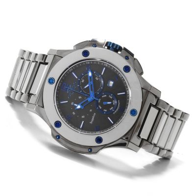 604-859 - Oniss Men's Bold Swiss Quartz Chronograph Tungsten Bracelet Watch