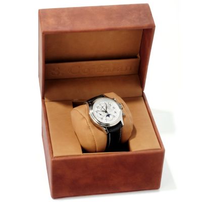S. COIFMAN MEN'S SWISS MADE ETA 7751 AUTOMATIC CHRONOGRAPH STAINLESS CASE LEATHER STRAP WATCH