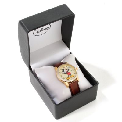 DISNEY MEN'S MICKEY MOUSE 3-D DIAL DESIGN QUARTZ LEATHER STRAP WATCH