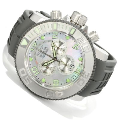 605-131 - Invicta Men's Sea Hunter Swiss Quartz Chronograph Mother-of-Pearl Dial Polyurethane Strap Watch