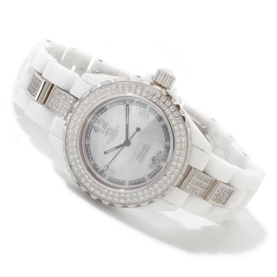 ONISS WOMEN'S CERAMICA PRINCESS COLLECTION CERAMIC & CRYSTAL BRACELET WATCH