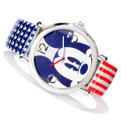 DISNEY WOMEN'S MICKEY MOUSE QUARTZ RED WHITE & BLUE EXPANSION BRACELET WATCH
