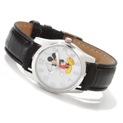 DISNEY MEN'S OR WOMEN'S MICKEY MOUSE QUARTZ ROUND CASE BLACK STRAP WATCH