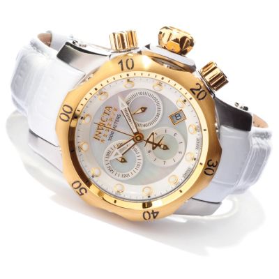 INVICTA RESERVE VENOM WOMEN'S SWISS QUARTZ CHRONOGRAPH STAINLESS STEEL CASE LEATHER STRAP WATCH