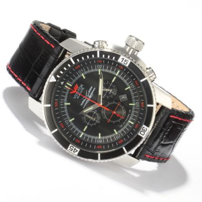 605-536 - Vostok-Europe Men’s Caspian Sea Monster Quartz Chronograph Rubber Strap Watch w/ Extra Strap
