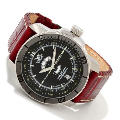 605-561 - Vostok-Europe Men's Caspian Sea Monster Automatic Leather Strap Watch w/ Extra Strap