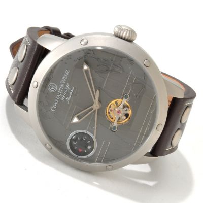 CONSTANTIN WEISZ MEN'S HERITAGE NAUTILUS AUTOMATIC LEATHER STRAP WATCH