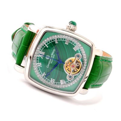CONSTANTIN WEISZ AUTOMATIC STAINLESS CASE LEATHER STRAP WATCH