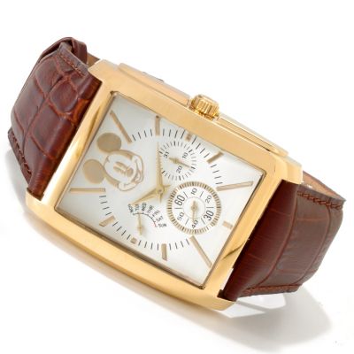 Disney Men's Mickey Mouse Quartz Multifunction Leather Strap Watch