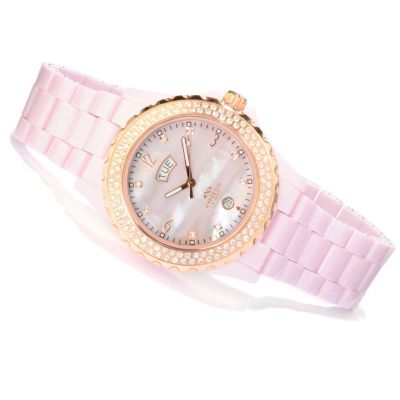 606-326 - Oniss Paris Women's Royale Crystal Accented Ceramic Bracelet Watch
