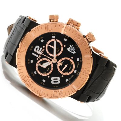 INVICTA RESERVE MEN'S OCEAN REEF SWISS CHRONOGRAPH LEATHER STRAP WATCH