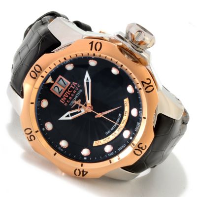 INVICTA RESERVE MEN'S VENOM SWISS LEATHER STRAP WATCH W/3-SLOT DIVE CASE
