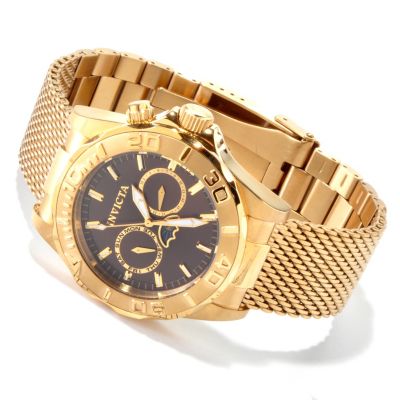 INVICTA MEN'S SEA WIZARD QUARTZ DAY & DATE STAINLESS STEEL MESH BRACELET WATCH