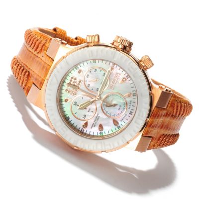 Invicta Reserve Women's Ocean Reef Swiss Quartz Chrono Leather Strap Watch