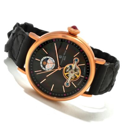 Constantin Weisz Mens Automatic Leather Strap Watch